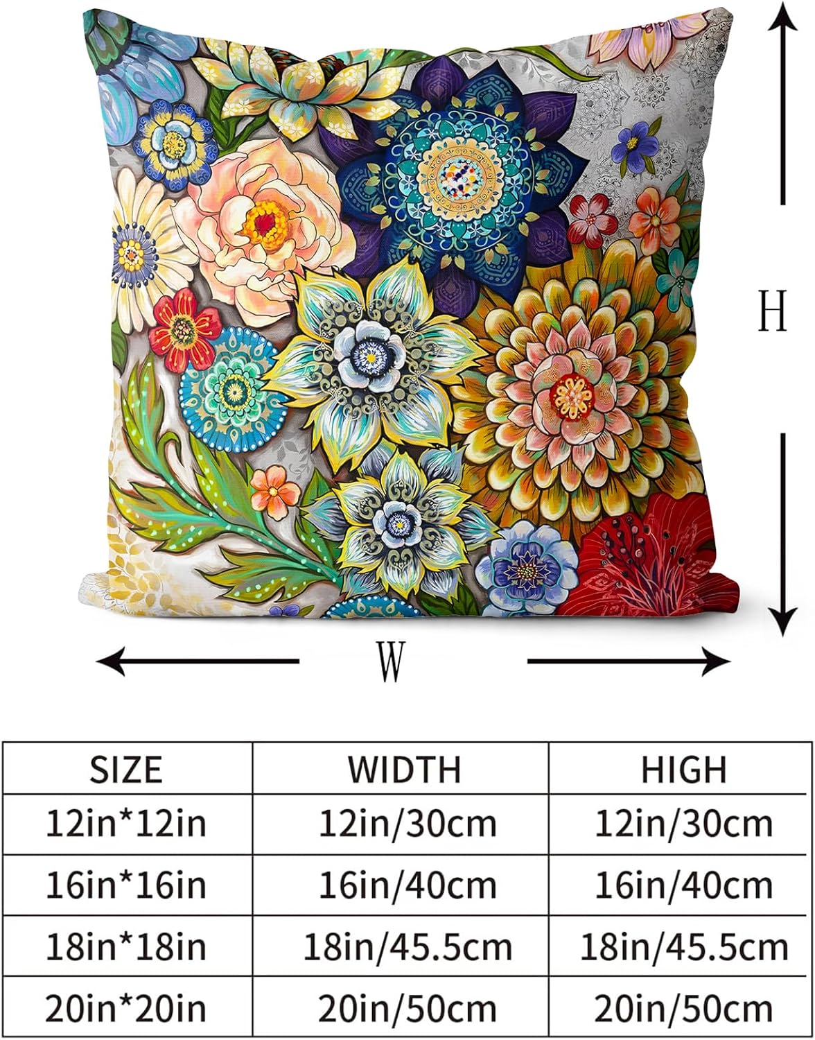 Snycler Boho Floral Throw Pillow Covers Set of 2 Colorful Boho Flower Decorative Cushions Pillowcase for Bedroom Sofa Home Decor, 20x20 Inch, Velvet, Short Plush - Image 3