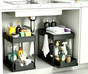 DEKAVA Under Sink Organizer 2 Pack,...