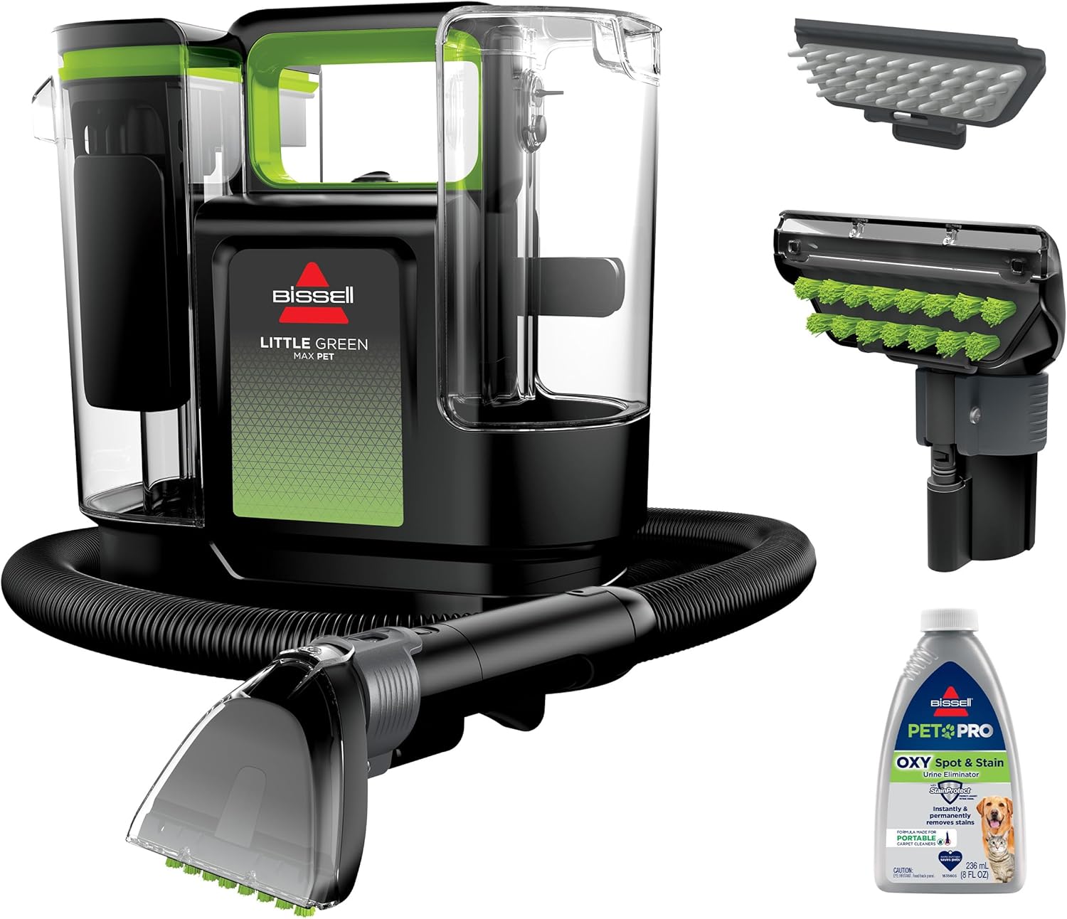 BISSELL Little Green Max Pet Portable Carpet Cleaner, 3860 | Self-Cleaning Tough Stain Tool & Pet Hair Removal Tool; car/auto detailing; deep upholstery cleaning
