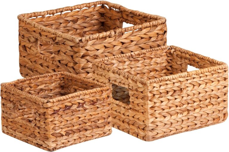 Honey-Can-Do Woven Water Hyacinth Wicker Storage Baskets, Nesting Set of 3