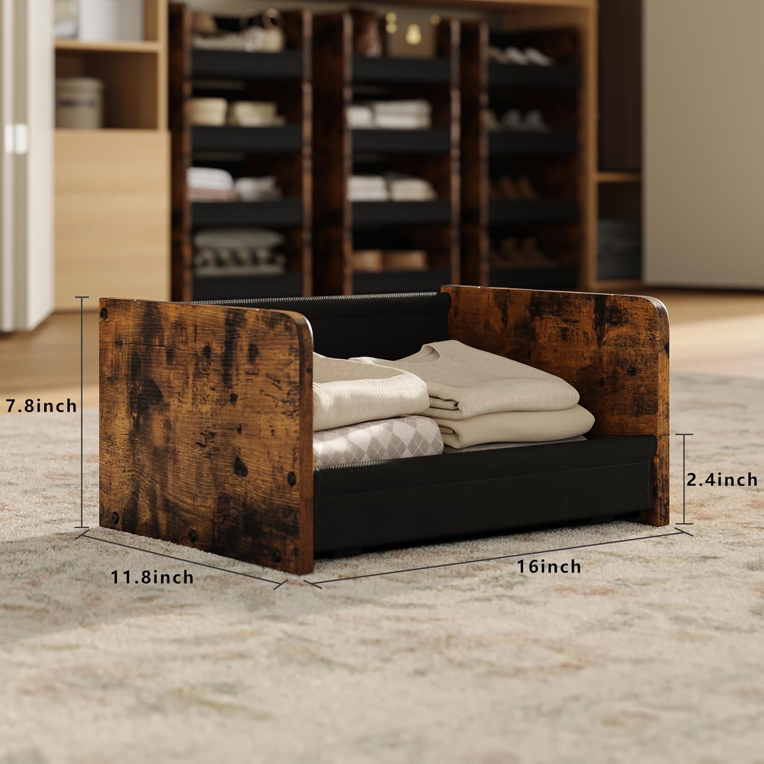 FOUCSSOMEI Closet Organizer and Storage, 4 Tier Stackable Storage Organizer, Wooden & Metal Closet Shelves, Modular Clothes Organizer, Storage Shelf, Bedroom & Closet Organization, Patent Design - Image 3