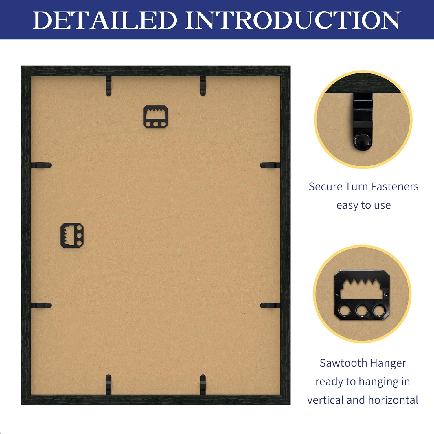 An&He 11x14 Collage Frame, Displays 5 Photos in 4x6 Size, Wooden Multi-Photo Frame with Clear PS Panel for Horizontal or Vertical Display - Black - Image 3