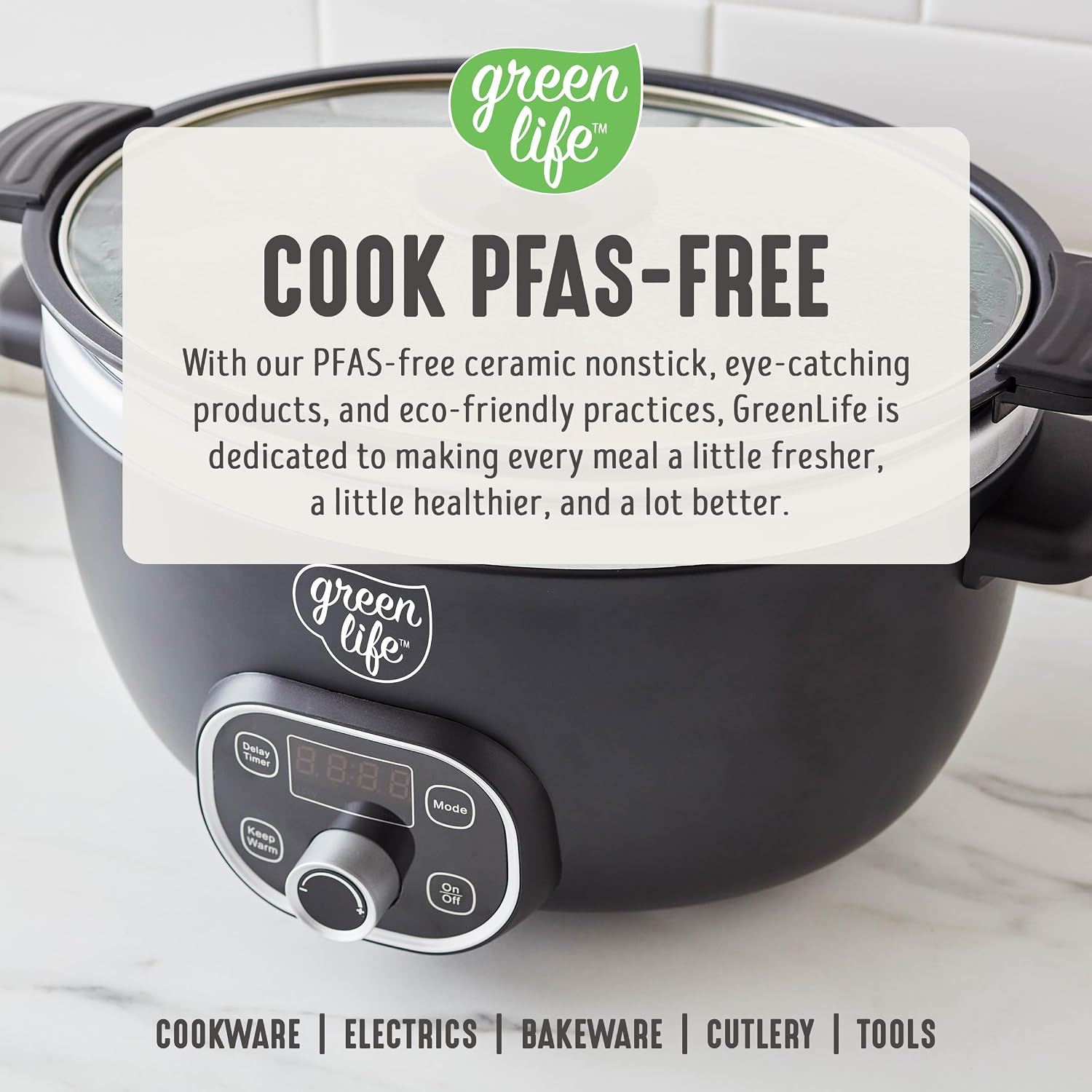 GreenLife 6QT Ceramic Nonstick Slow Cooker, Cooktop/Oven Safe, Black | PFAS-Free Nonstick Removeable Inner Pot, Dishwasher Safe Components, Programmable, Keep Warm, Delay Timer, Family Sized - Image 12