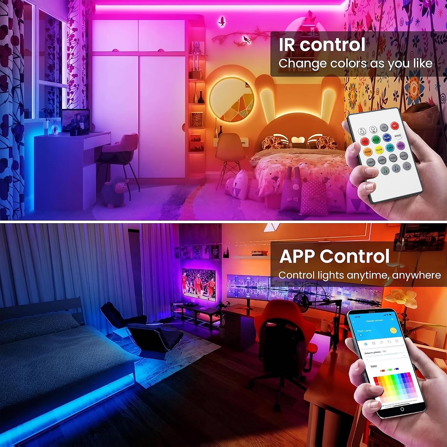 TJOY 100FT Smart Led Strip Lights for Bedroom Alexa Compatible Wireless RGB | Music Sync, RGB Color Changing Lights for Room Decor(APP+Remote+Voice control) - Image 3