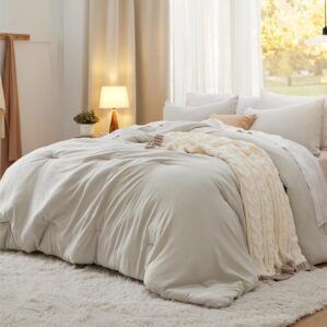 Bedsure King Comforter Set, Beige S...