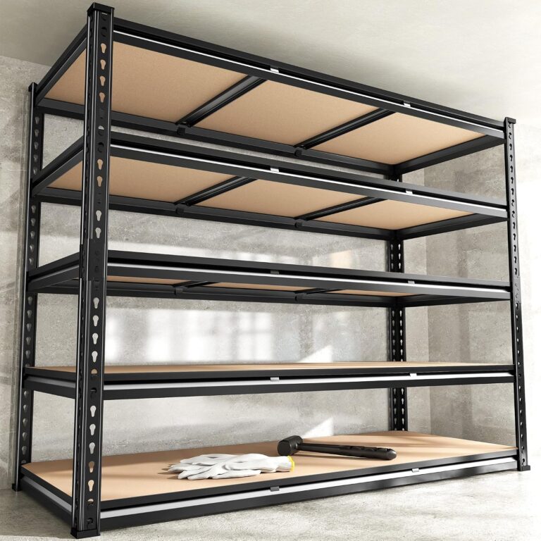 REIBII 3080LBS Garage Shelving for Warehouse, 48" W Heavy Duty Shelving | 24"D x 72"H, 5-Tier Adjustable Shelves, Freestanding, Solid Steel Frame, Rust-Resistant, Tool-Free Easy Assembly