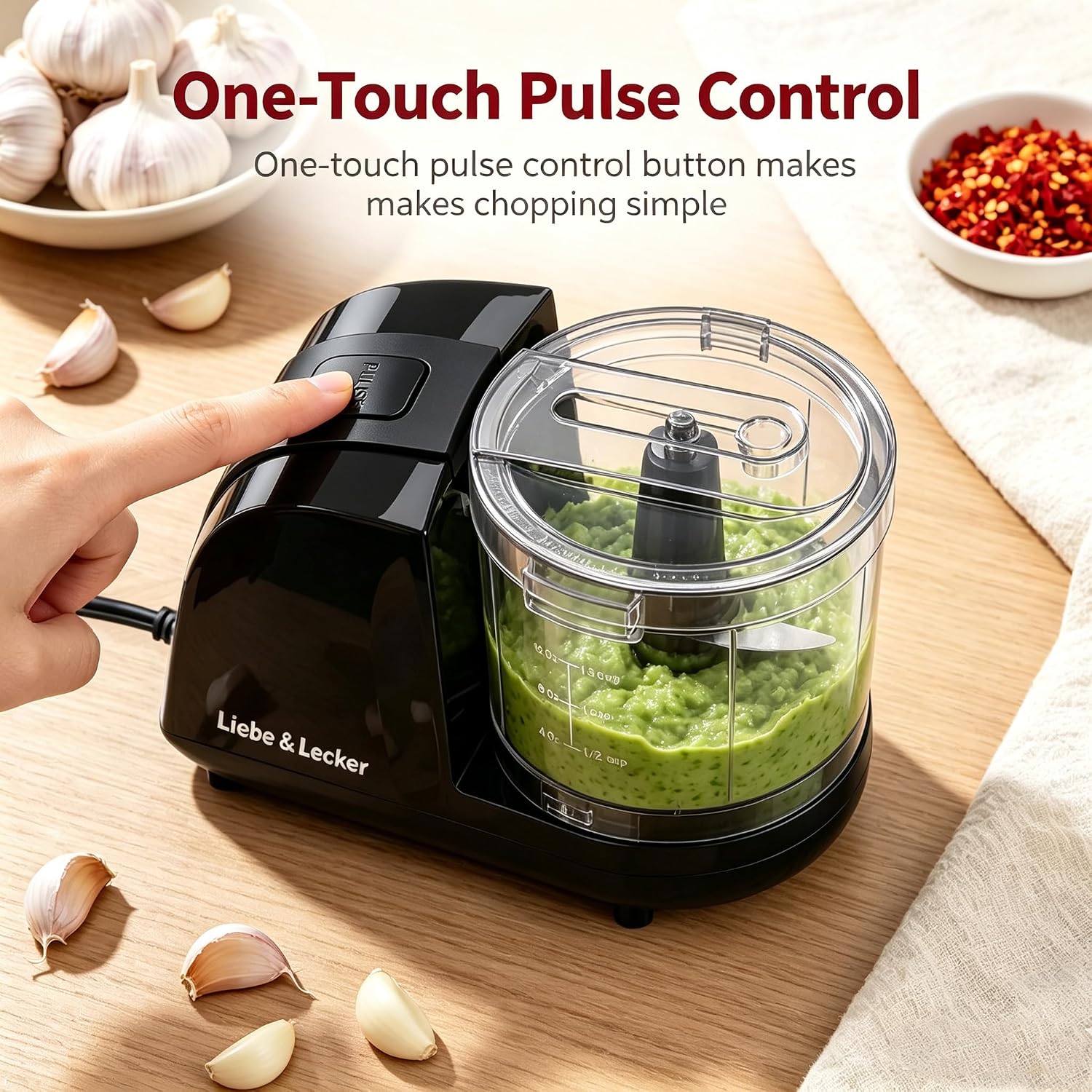 Liebe&Lecker Mini Food Processor 1.5 Cup Electric Food Chopper | Vegetable Chopper For Onions Garlic Meat Food, Chopper Container For Dicing, Mincing & Puree, Dishwasher Safe Compact Size - Image 5