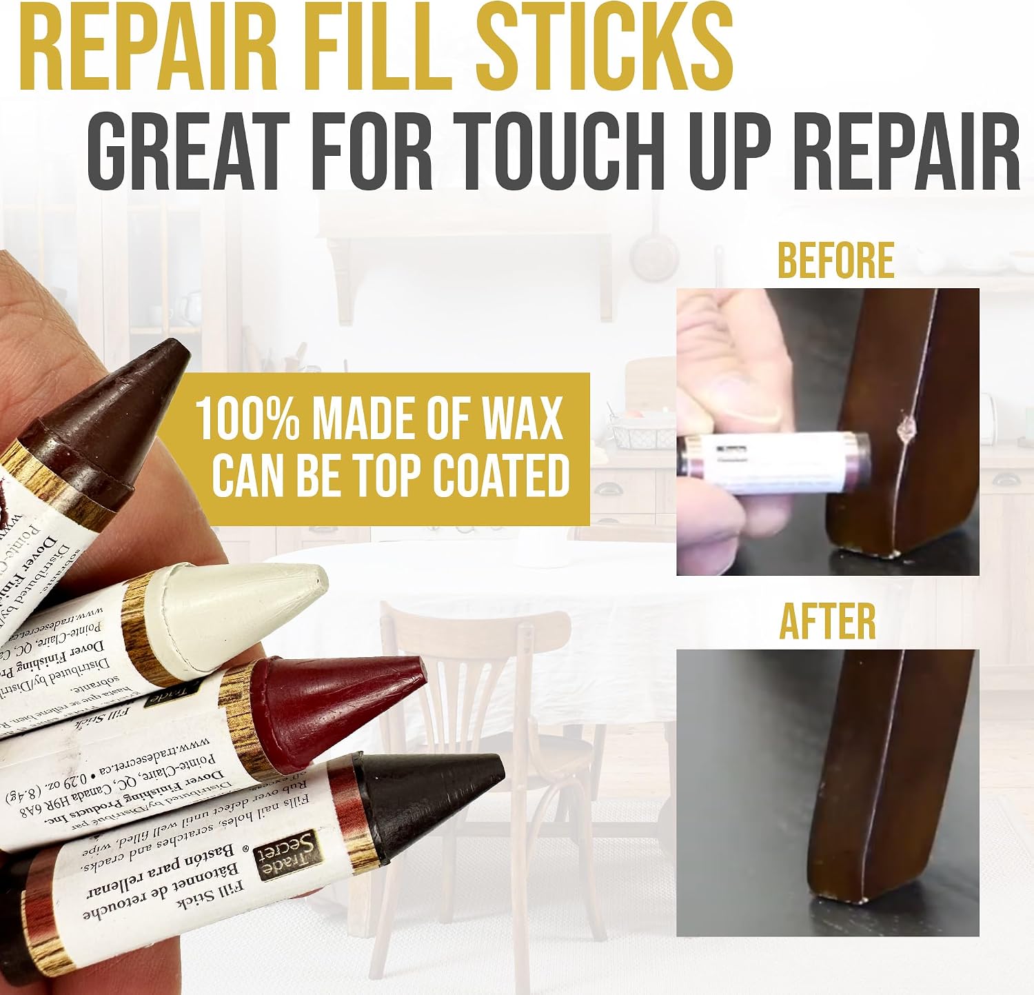 Trade Secret Complete Wood Furniture & Floor Restoration Kit - Scratch Repair and Polish System for Light and Dark Surfaces with Microfiber Cloth - Image 4