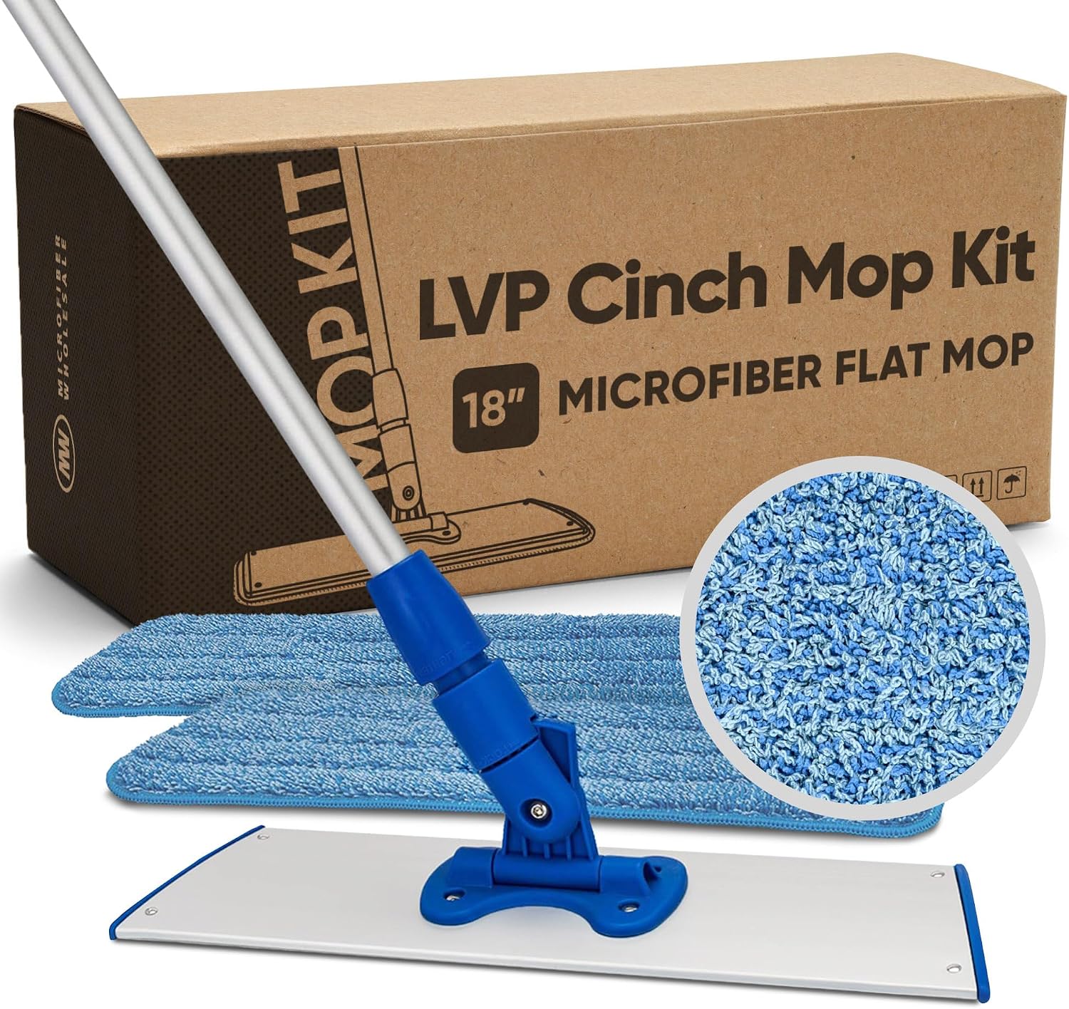 Cinch Mop - Microfiber Mop for Hardwood Floors - Flat Mops System for Wood, Tile, Laminate, Vinyl, 2 Wet Pads Refills, Reusable Micro Fiber Mopping Heads