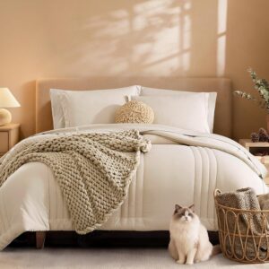 Queen Comforter Set-7 Pieces Beige ...