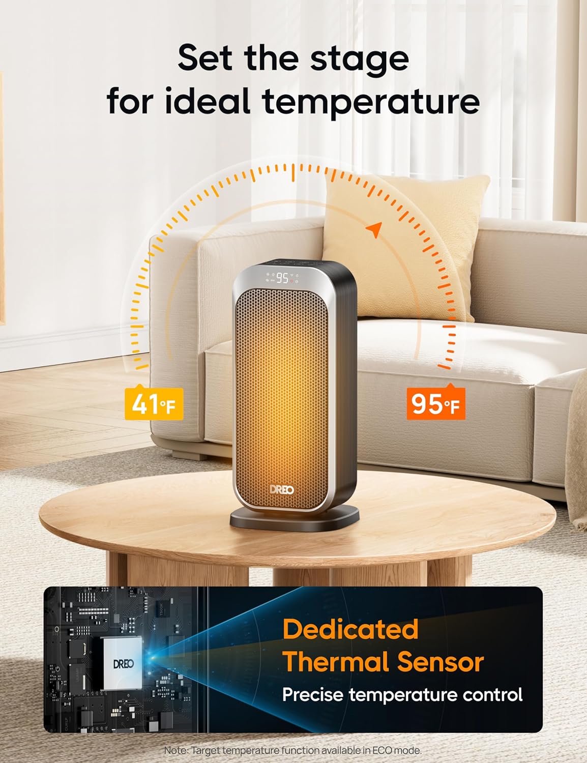 DREO Quiet Space Heater, 1500W Portable Heaters for Indoor Use with Remote | 70° Oscillation, 11.5 ft/s Fast, 8 Safety Protection, Adjustable Thermostat, Electric Heater for Office Bedroom, 12H Timer - Image 7