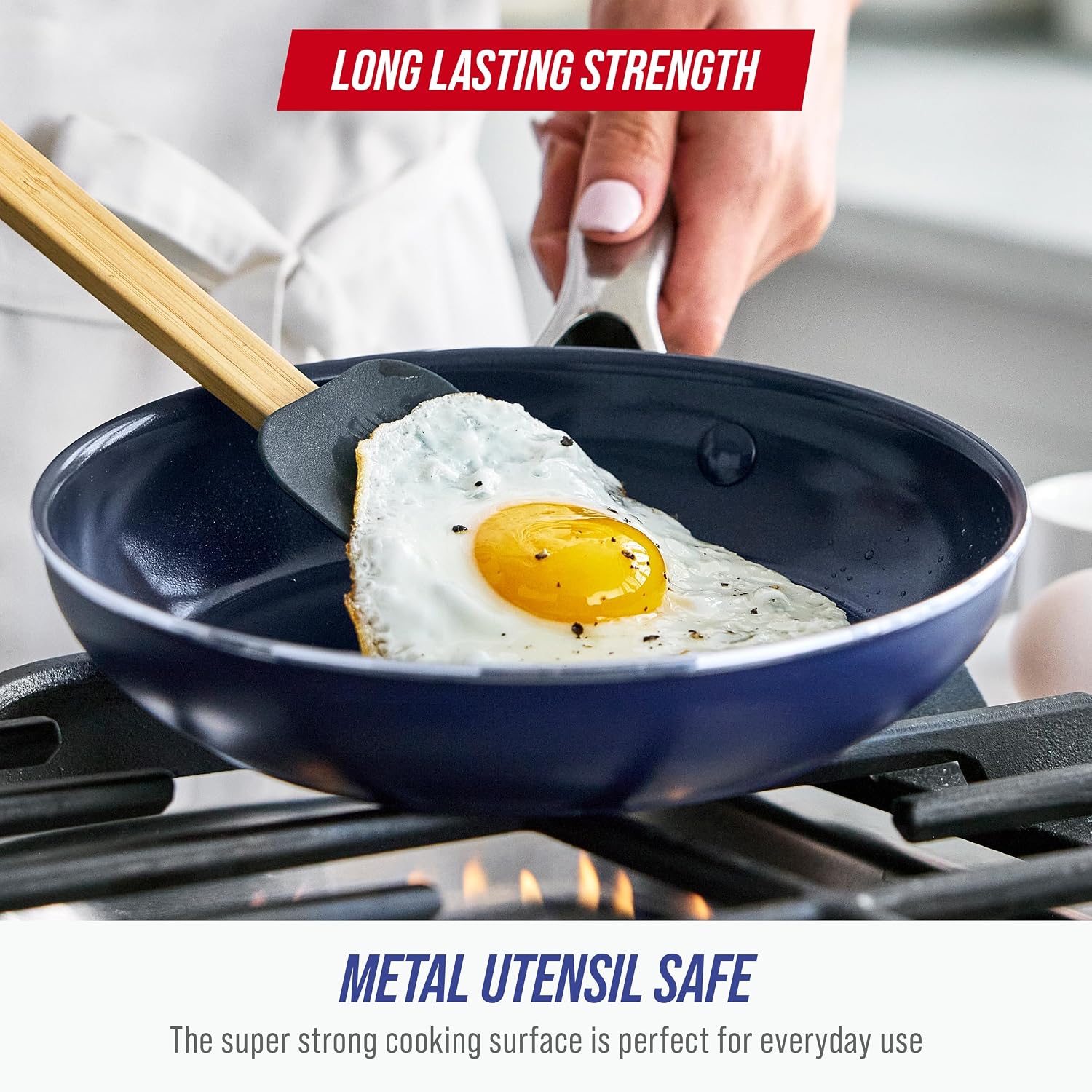 Blue Diamond 8" Diamond Infused Ceramic Nonstick Frying Pan Skillet, Blue | PFAS-Free Ceramic Nonstick, Dishwasher & Oven Safe, Stay Cool Handle, Durable Metal Utensil Safe, Egg & Omelet Pan - Image 5