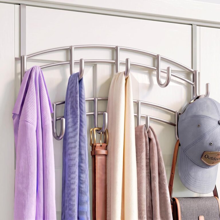 LYNK Professional® Home™ Over the Door Hooks - 9 Hook – Over the Door Coat Rack - Over the Door Hanger - Hanging Towels or Clothes - Bathroom, Bedroom, Laundry Room - Lifetime Ltd. Warranty, Platinum