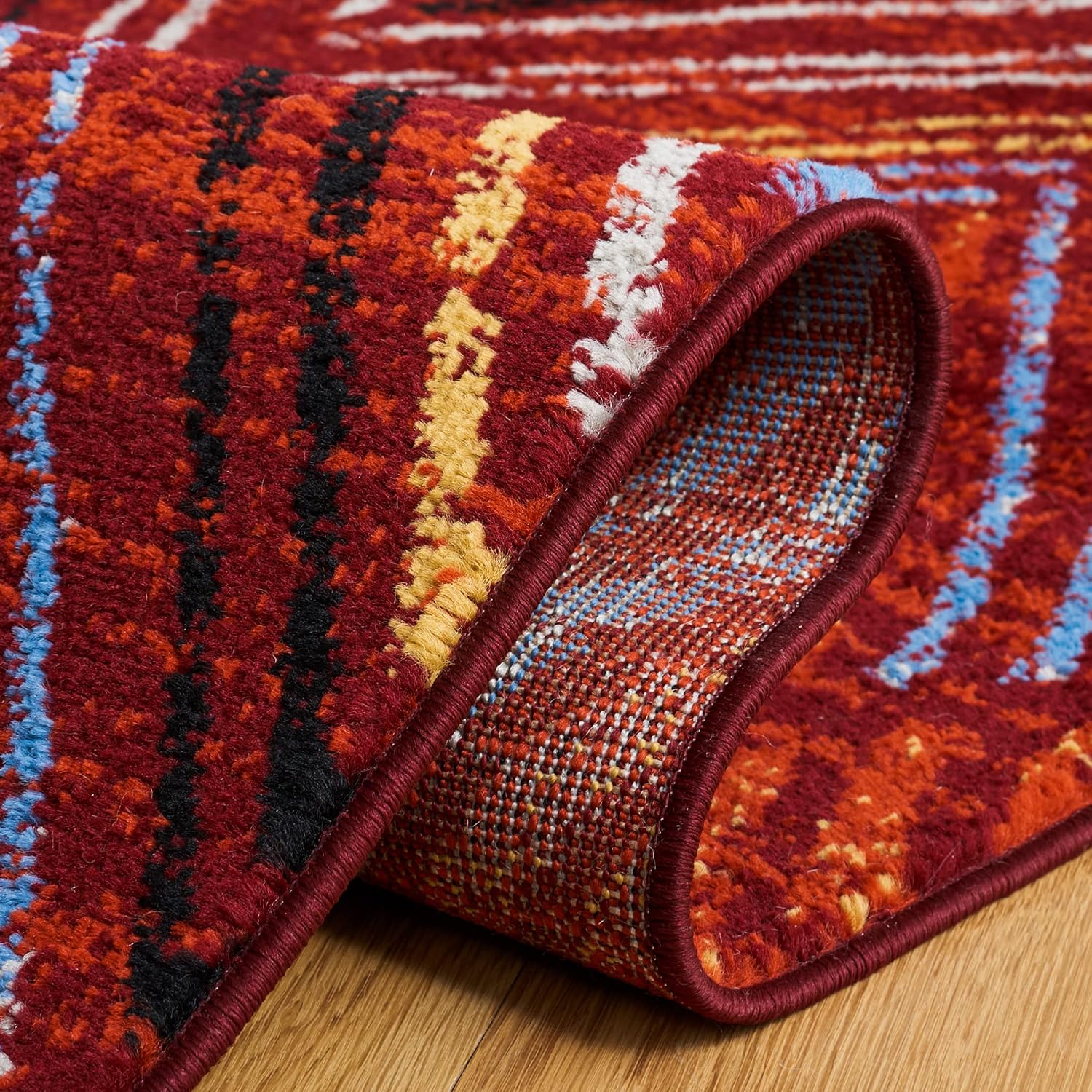 SAFAVIEH Amsterdam Collection Area Rug - 6'7" x 9'2", Red & Terracotta, Modern Design, Non-Shedding & Easy Care, Ideal for High Traffic Areas in Living Room, Bedroom (AMS110Q) - Image 5