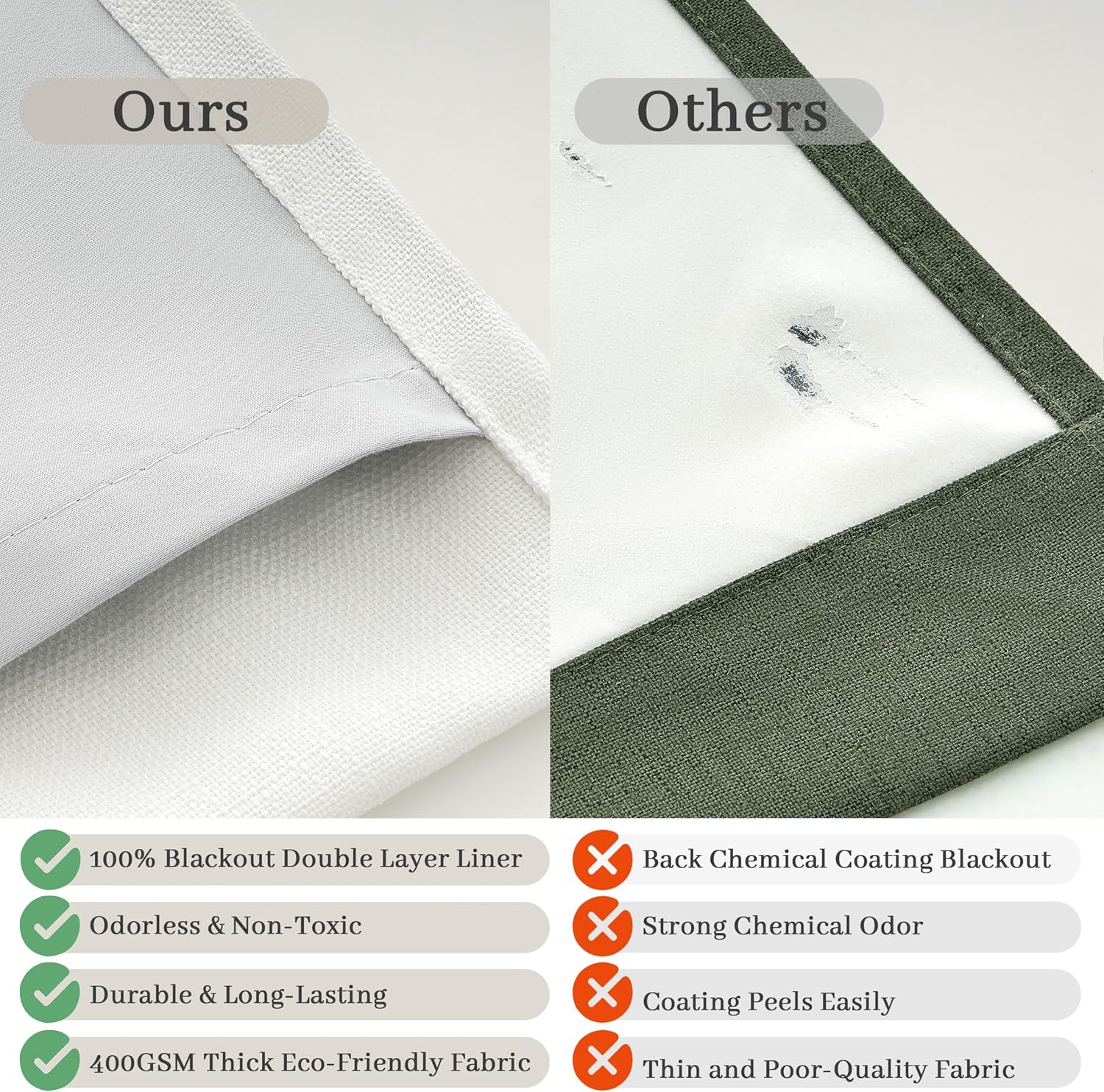 100% Blackout Linen 96 Inch Curtains 2 Panel Set for Bedroom, Modern Pinch Pleated Natural Linen Off Beige White Insulated Heavy Curtain 40 x 96 Inches Length Sliding Glass Door Room Darkening Drapes - Image 6