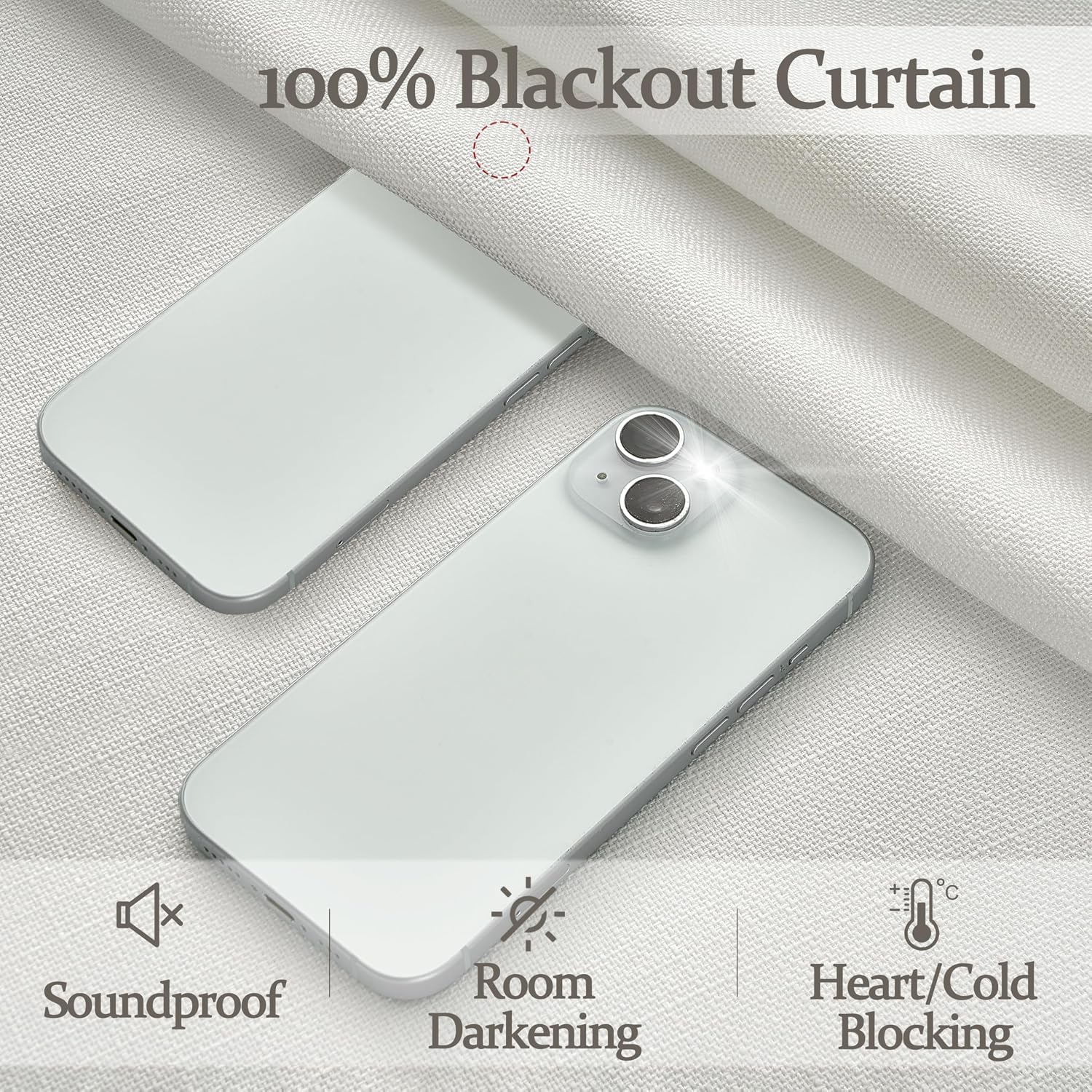 100% Blackout Linen 96 Inch Curtains 2 Panel Set for Bedroom, Modern Pinch Pleated Natural Linen Off Beige White Insulated Heavy Curtain 40 x 96 Inches Length Sliding Glass Door Room Darkening Drapes - Image 5