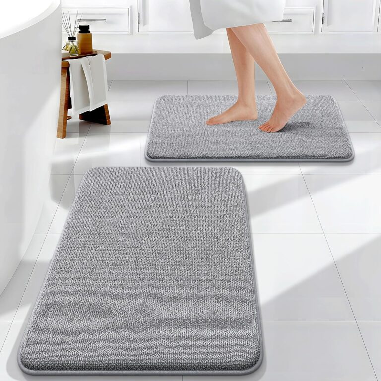 OLANLY Memory Foam Bathroom Rugs Mats Sets 2 Piece, 24"x16"+30"x20", Grey | Ultra Soft Quick Dry Bath Rugs, Non-Slip, Machine Washable Absorbent Bath Mats for Bathroom, Shower, Home Decor Accessories