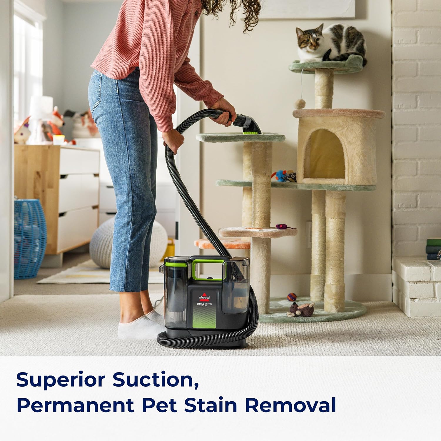 BISSELL Little Green Max Pet Portable Carpet Cleaner, 3860 | Self-Cleaning Tough Stain Tool & Pet Hair Removal Tool; car/auto detailing; deep upholstery cleaning - Image 4