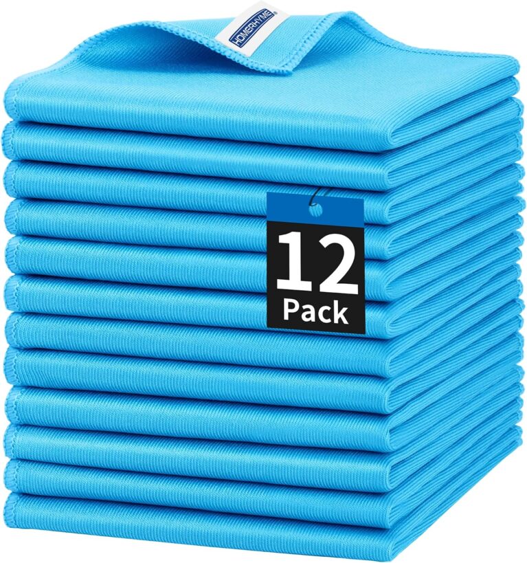 Microfiber Glass Cleaning Cloth, 12 Pack Window Glass Cleaning Rags, Reusable Lint-Free Streak Free Polishing Cloth Wipes for Stainless Steel, Eyeglasses, Mirrors, Screens & Lenses,12" 12"