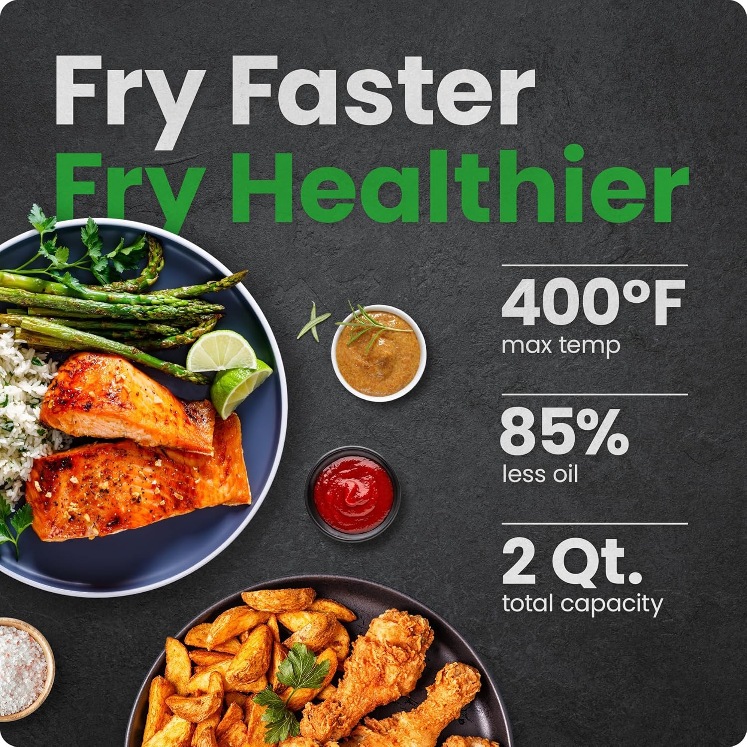 CHEFMAN 2 Qt Mini Air Fryer – Digital Space-Saving Compact Air Fryer with Nonstick and Dishwasher Safe Basket, Quick & Easy Meals in Minutes, Features Digital Timer and Shake Reminder – Black - Image 2