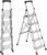 HBTower 5 Step Ladder, Lightweight Aluminum Folding Step Stool | Anti-Slip Wide Pedal, 330lbs Capacity Step Ladder for Household Kitchen Office, Silver