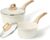 CAROTE Nonstick 1.5Qt & 3.0Qt Sauce Pan Sets with Lid, White | Kitchen Non Toxic Cookware with Stay-cool Handle, All Stovetops Compatible, Dishwasher Safe, PFOA Free