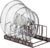 Toplife Pot Lids Organizer Rack for Cabinet and Countertop, 7+ Pan Lids and Bakeware Organizer Rack Holder with 7 Adjustable Compartments – Brown