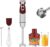 MegaWise 5-in-1 Immersion Hand Blender Set with Variable Speed, 400W, Stainless Steel – Includes Chopper, Whisk, Milk Frother, and Beaker – Ideal for Soups, Smoothies, Baby Food & More (RED)