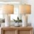 PoKat 23″ Modern Ceramic Table Lamp Set of 2 for Living Room Bedroom, White | Nightstand Lamps for Bedside, Farmhouse End Table & Desk Light, Ideal Housewarming Gift, New Home Decor for Women Mom