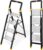KINGRACK Aluminium 4 Folding Step Ladder for Home & Kitchen, Silver | Lightweight, Sturdy, Portable, Space Saving, Wide Anti-Slip Pedals, Comfort Handrail, 330lbs Load Capacity
