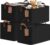 CHICVITA 4 Pack Large Fabric Storage Baskets for Shelves, 30L Black | 16.8″ × 11″ × 9.8″ Closet Storage Bins for Clothes, Blankets & Toys, Collapsible, Metal Frame, Leather Handles