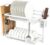 2 Tier Wall Mounted Dish Rack, Large Capacity Hanging Dish Drying Rack Adjustable Height, Carbon Steel Frame with Cutting Board Holder, Utensil Holder for Kitchen