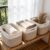 3 Pack Woven Baskets,Storage Baskets for Shelves with Handles | 13.5″×11″×9.5″ Closet Baskets, Nursery Organizer for Toys Towels Books, Storage Bin for Living Room Bedroom (White&Brown)