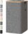 BALEINE Laundry Hamper with Lid, Tall Laundry Baskets with Bamboo Pull Handles, Large Laundry Bin with Internal Support (26 Gal/100L, Grey)