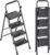 KINGRACK 4 Step Ladder, Portable Folding Ladder with Anti-Slip Pedals | Heavy Sturdy Steel Step Stool for Multi-Purpose, Home, Kitchen, Handrail, Safe-Lock Design, Pass 500lbs Load Testing, Black