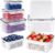 Freshmage Fruit Storage Containers for Fridge with Removable Colander 4 PCS | Airtight Food Storage Container Dishwasher Safe Produce Saver for Refrigerator Keep Berry Fruit Fresh Longer Small Clear