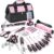 WORKPRO 277PCS Pink Tool Set, Portable Home Repairing Tool Kit for Women | with 13″ Wide Mouth Open Storage Tool Bag, Home Tool Box Including Hammer, Screwdrivers, Pliers, Wrench and Household Tools