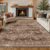 Boho Taupe Brown Living Room Rug 8×10 – Modern Vintage Traditional Eclectic Oriental Neutral, Washable Low Pile Non-Slip Extra Large Area Rugs for Dining Under Table Bedroom Lounge