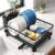 SNTD Dish Drying Rack for Small Kitchen Counter, 11″ W x 15″ L, Black | Space Saving, Rotating Spout & Angled Drainboard for Quick Drainage, Stainless Steel, Removable Utensil Holder