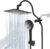 Hibbent All Metal High Pressure Rainfall 10” Shower Head, CUPC Certified Handheld Showerhead Combo, 12” Adjustable Shower Extension Arm, 10-Spray, 71” Hose, Adhesive Showerhead Holder, Matte Black