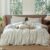 MooMee Striped Duvet Cover Set 100% Washed Cotton Linen Like Queen | Relaxed Linen-like Texture. Soft, Breathable & Long-lasting Comfort. Lightweight. Hidden Zipper with 8 Interior Corner Ties
